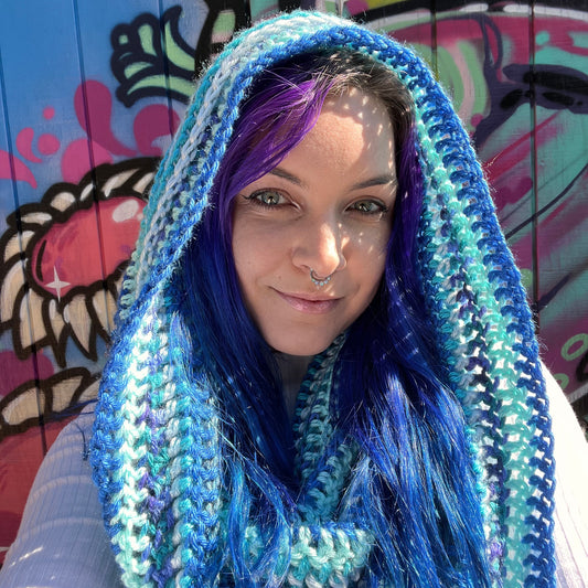 Hooded Infinity Scarf - Blue