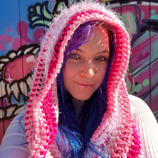 Hooded Infinity Scarf - Pink